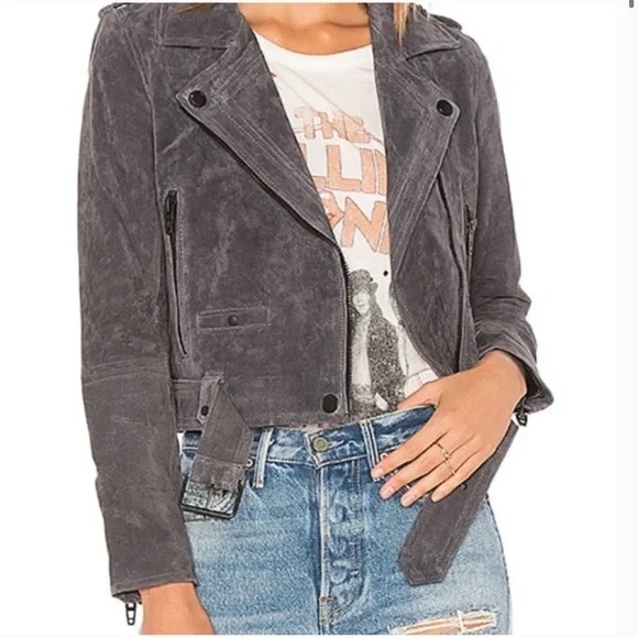 Blank NYC Charcoal Gray Suede Leather Jacket Size XS - Picture 1 of 8